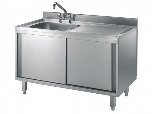 Splschrank, 1 Becken links, mit Schiebetren, BTH 100 x...