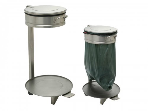 M�llsackwagen, Edelstahl, mit Pedal, � unten 45 cm