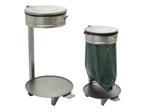 M�llsackwagen, Edelstahl, mit Pedal, � unten 45 cm