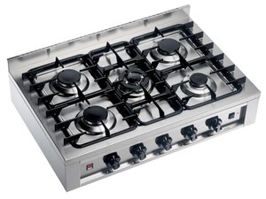 Gas Kochfeld, mit 5 Brennern, 14,3 kW, 900x650x265 mm