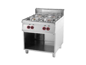 Gasherd 4 Brenner 24,5 kW offener Unterbau, 800x900x900 mm