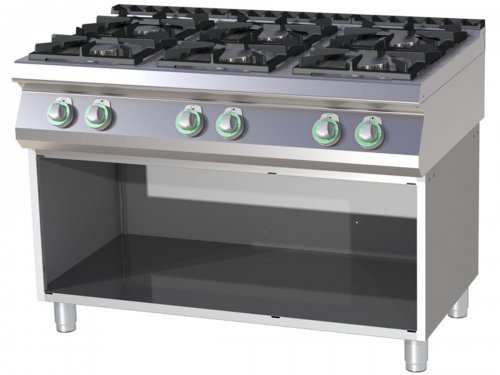 Gasherd, 6-flammig mit offenem Unterbau, BTH 120 x 73 x...