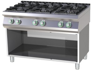 Gasherd, 6-flammig mit offenem Unterbau, BTH 120 x 73 x...