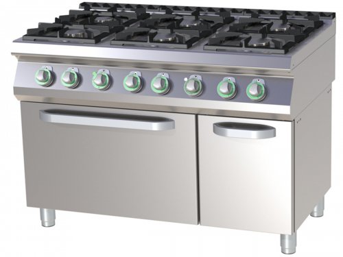 Gasherd 6-flammig mit Elektrobackofen GN 2/1, BTH 120 x...