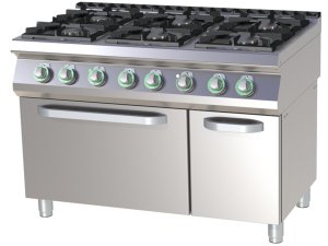 Gasherd 6-flammig mit Elektrobackofen GN 2/1, BTH 120 x...