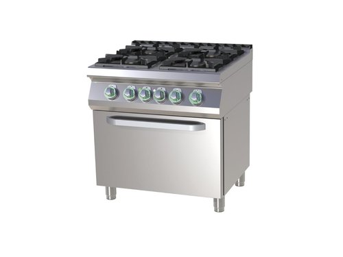 Gasherd mit Gasbackofen 1x 3,5 kW + 3x 6 kW 800x730x900 mm