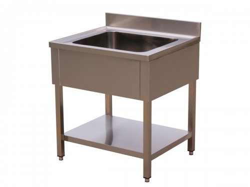 Sp�ltisch, 1 Becken, Aufkantung, BTH 70 x 70 x 85 cm