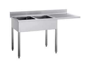 Sp�ltisch, 2 Becken links mit Abtropffl�che, BTH 180 x 70...