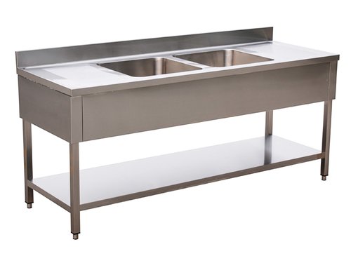 Sp�ltisch 2 Becken mittig, 2 Abtropffl�chen rechts und...