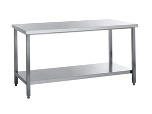 Edelstahl Arbeitstisch mit Grundboden 150 x 70 x 85 cm