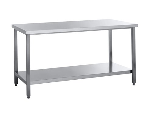 Edelstahl Arbeitstisch mit Grundboden 180 x 70 x 85 cm