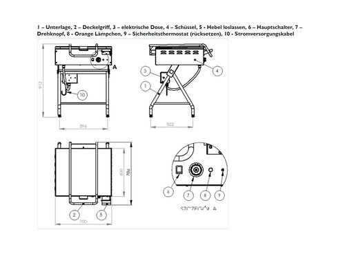 Kippbratpfanne Elektro, 100 Koteletts/h, BTH 700 x 786 x 912 mm