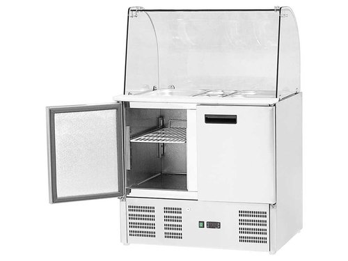 Saladette mit 2 T�ren und Glasaufsatz, f�r 10 x GN 1/4, Inhalt 257 Liter, BTH  900 x 700 x 1300 mm 