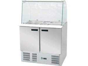 Saladette mit 2 T�ren und Glasaufsatz, f�r 10 x GN 1/4,...