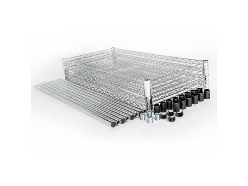 Lagerregal aus verchromten Stahl, Abmessung 900x400x1800 mm (BxTxH)