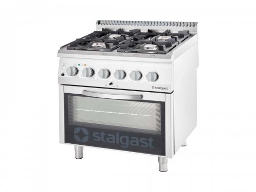 Gasherd 4 Brenner mit Elektro-Heiluftofen GN 1/1, BTH 80...