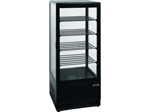 Umluftkhlvitrine 98 Liter schwarz doppelverglast B 426 x T 380 x H 1105 mm