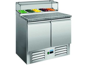 Pizzatisch mit Glasaufsatz, Arbeitsplatte Granit, 5 x GN...