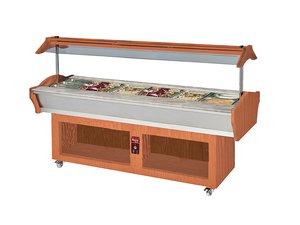 Beheizte Buffet-Insel Modell AMINA 4 Walnuss, f�r 4x GN...