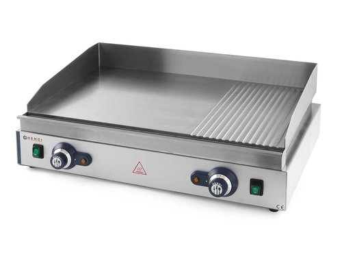 Grillplatte Elektro Blue Line Edelstahl 230V Grillflche 688x410 mm, links glatt 462 mm und rechts 226 mm gerillt