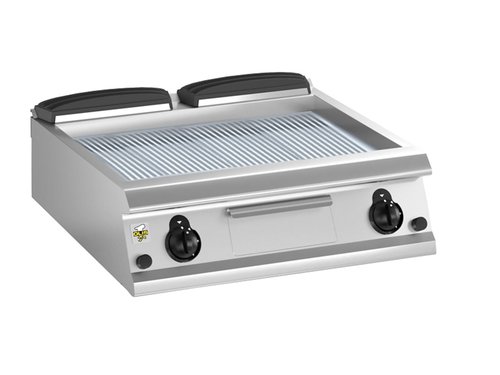 Gas Griddleplatte mit Stahlplatte, gerillt, 400 x 730 x...