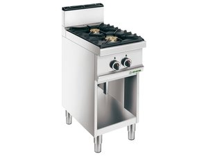 Gasherd, 2 Brenner, offener Unterbau, 400 x 700 x 875 mm