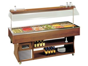 Salatbar fahrbar Nussbaum dunkel Isola 6 M f�r 6x GN 1/1,...