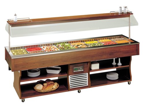 Salatbar fahrbar Nussbaum dunkel Isola 4M VT Inox fr 4x...