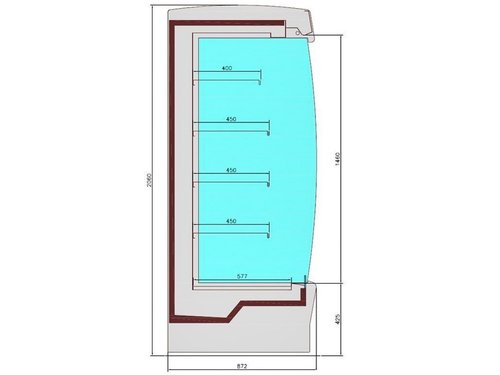 Wandk�hlregal Zeus 2500 Elegance mit selbsttragendem Rahmen, Nachtrollo und 4 h�henverstellbaren B�den, 258 x 87,2 x 206 cm