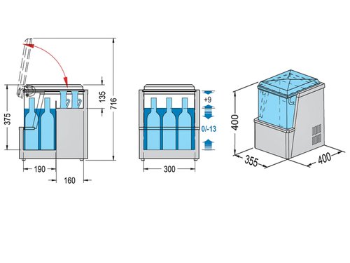 Schnapstiefkhlschrank Vodka 6 fr 6x 0,7 Liter Vodkaflaschen, Inhalt 22 Liter, BTH 35,5 x 40 x 40 cm