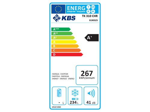 Edelstahltiefkhlschrank TK 310 CHR, Inhalt 248 Liter, stille Khlung, Energiesparausfhrung A+, 60 x 62 x 163cm