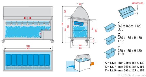 Speiseeisverkaufstheke mit gebogener Frontscheibe fr 8...
