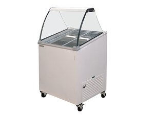 Speiseeisverkaufstheke mit gebogener Frontscheibe f�r 8...