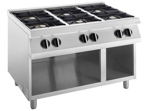 Gas-Kochflche 6 Brenner, 6x 6 kW, offener Unterbau, BTH...