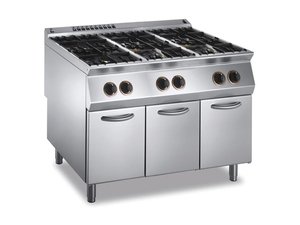 Gas-Kochflche 6 Brenner, 42 kW, offener Unterbau, BTH...