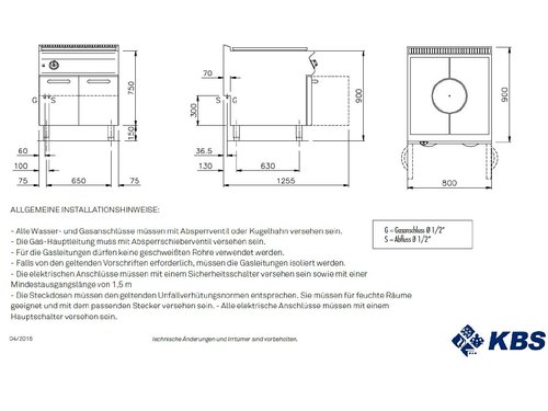 Gas-Kochflche Glhplattenherd, 14 kW, offener Unterbau,...