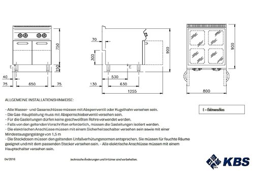 Elektro-Kochflche Ceran, 4x 4 kW Kochstellen, 80 x 90 x...