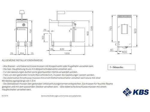 Elektro-Frittenwanne, 1x GN 1/1, offener Unterbau, BTH 40...