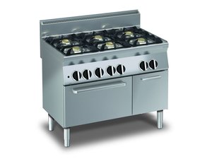 Gas-Herd 6 Flammen mit Gas-Backofen, 33,5 kW, Ofen mit...