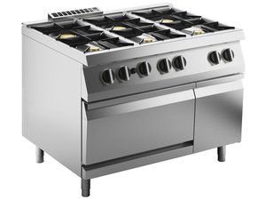 Gas-Herd 6 Brenner mit Gas-Ofen, 44 kW, mit Gas-Backofen...