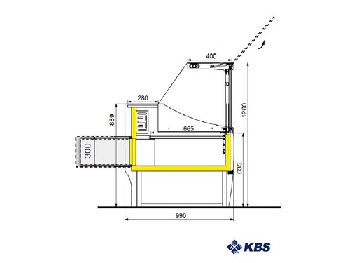 K�hltheke Delio 150 S mit stiller K�hlung und Granitarbeitsfl�che, Ausstellungsfl�che 0,94 m�, 150 x 99 x 126 cm
