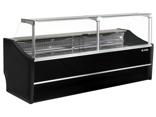 Frischwarentheke Delio 250 U mit Umluftk�hlung und Granitarbeitsfl�che, gerader Glasaufbau, 250 x 99 x 126 cm