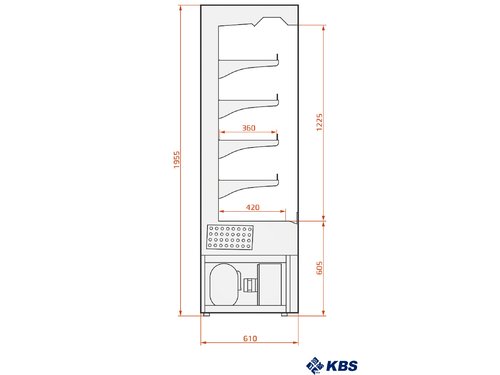 Wandk�hlregal Malo 100 mit 2 Schiebet�ren und 4 h�hen- und neigungsverstellbaren B�den, 105 x 61 x 195,5 cm