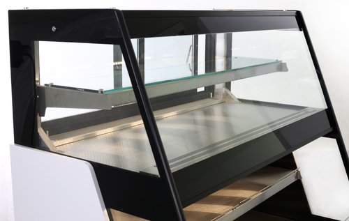 Impuls Wandk�hlregal - Verkaufstheke Carla 1200 mit 2 h�hen- und neigungsverstellbaren Regalb�den, 122 x 95,3 x 150,5 cm