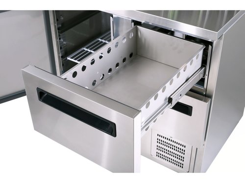 K�hltisch LGA 22 mit Umluftk�hlung, 1 T�r, 2 Schubladen, Inhalt 256 Liter