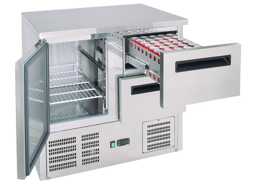 K�hltisch LGA 22 mit Umluftk�hlung, 1 T�r, 2 Schubladen, Inhalt 256 Liter