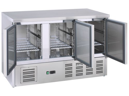 K�hltisch 30 mit Umluftk�hlung, 3 T�ren, 400 Liter, 1370 x 700 x 875 mm