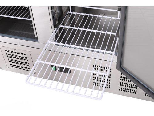 K�hltisch 34 mit Umluftk�hlung, 1 T�r, 4 Schubladen, 400 Liter, 1370 x 700 x 87,50 mm