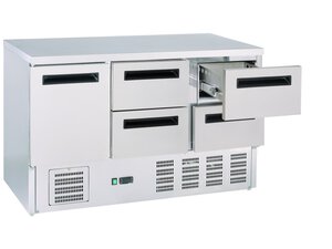 K�hltisch 34 mit Umluftk�hlung, 1 T�r, 4 Schubladen, 400...