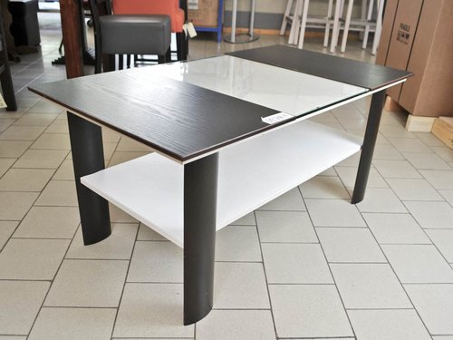 Lounge Tisch flach mit Glaseinsatz und Zwischenboden